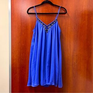 Express Babydoll Beaded Mini Dress Size Small ChiffonOverlay Beautiful Beading